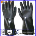 anti chemical hand protection black industrial rubber glove